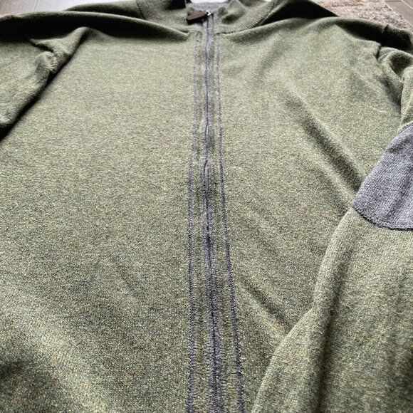 Tasso Elba Elbow Patch Sweater Men XL Green Full Zip Collared Lightweight Jacket - Picture 4 of 12